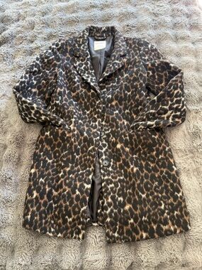 Old Navy Women's Leopard Print Brown and Black Coat